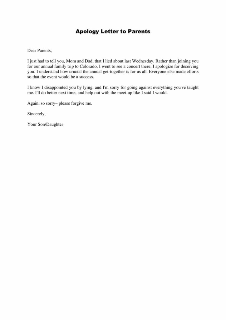 Apology Letter to Parents
