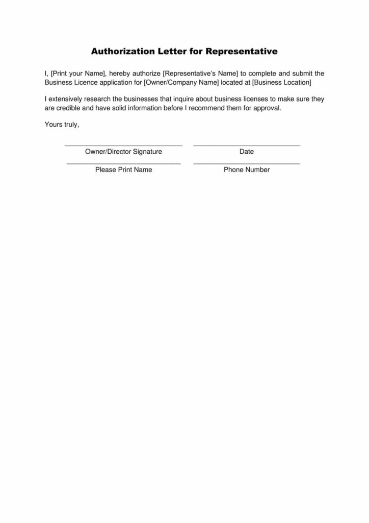 Authorization Letter for Representative