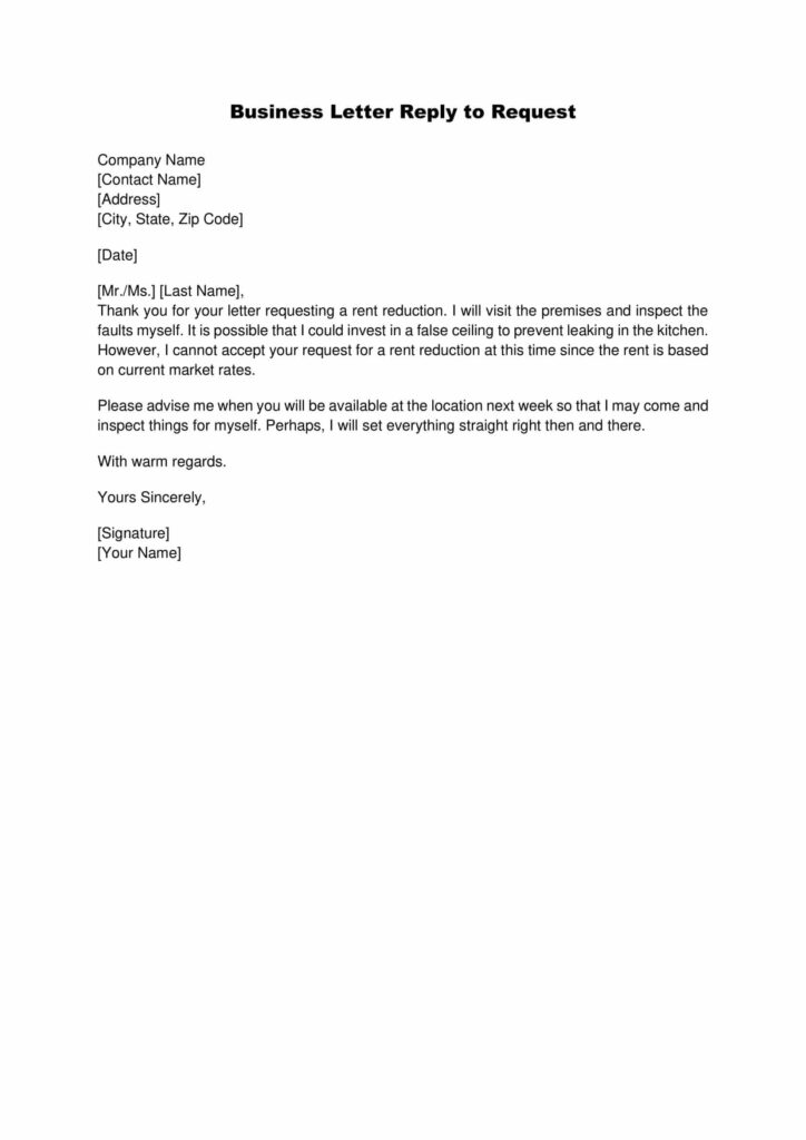 Business Letter Reply to Request