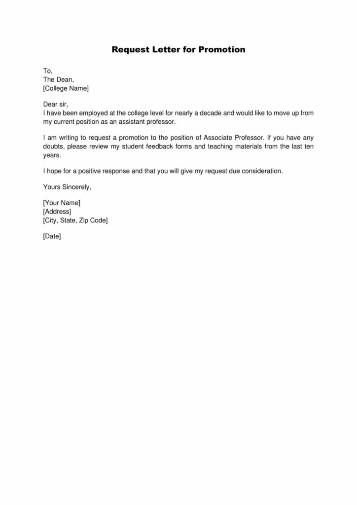 Request Letter for Promotion