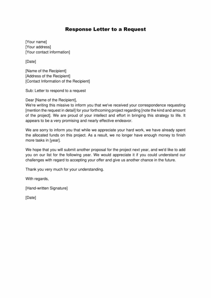 Response Letter to a Request
