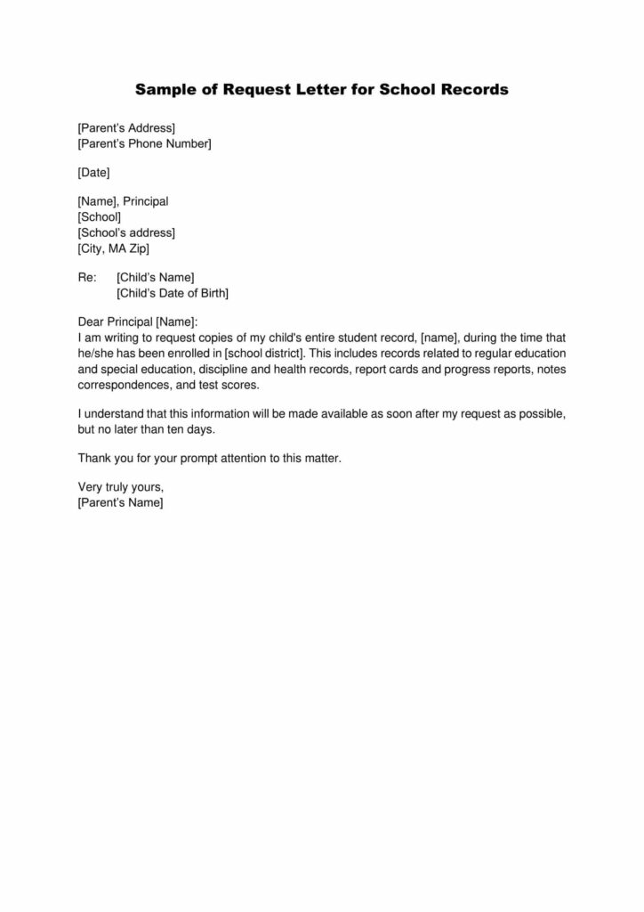 Sample of Request Letter for School Records