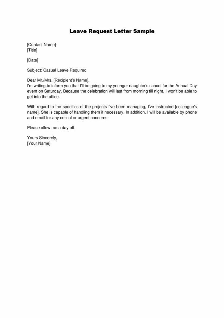 Leave Request Letter Sample