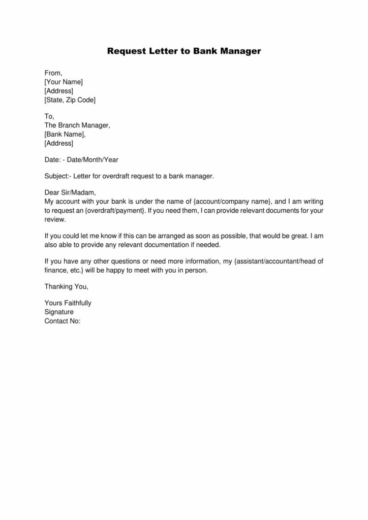 Request Letter to Bank Manager
