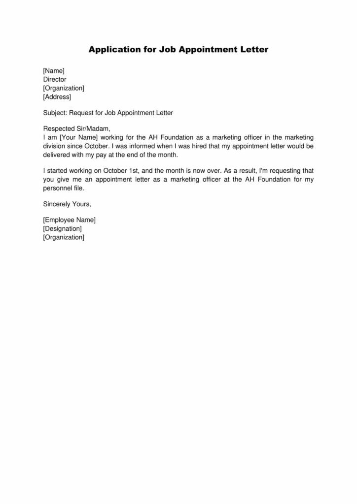 Request for Appointment Letter
