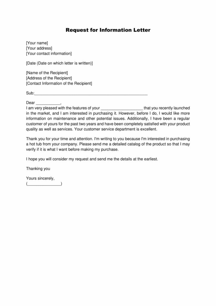 Request for Information Letter