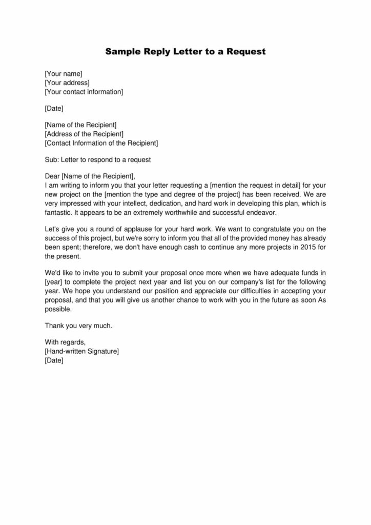 Sample Reply Letter to a Request